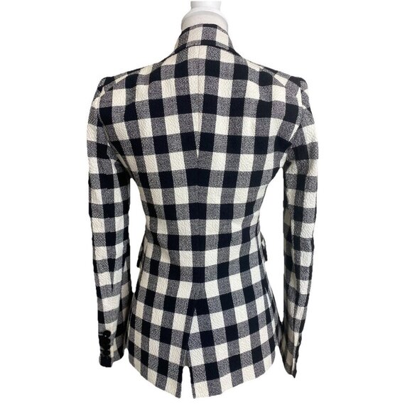 Veronica Beard Miller Black White Gingham Double Breasted Linen Tweed Dickey 2 - Picture 4 of 13